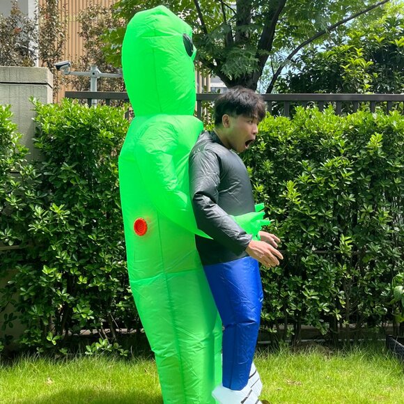 Inflatable Alien Costume Adult/Kid Alien Kidnap Abduction Blow Up Suit Halloween - Picture 3 of 6